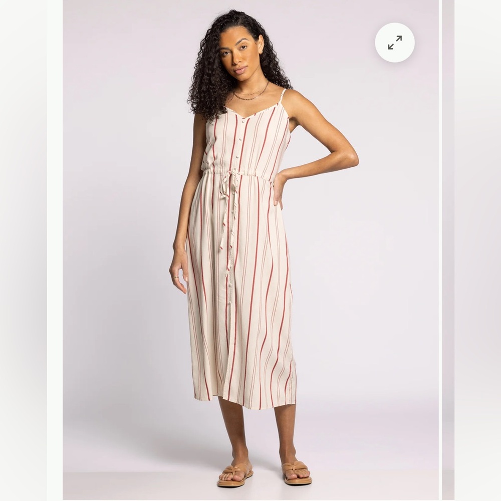 Thread & Supply Red and Cream Striped Midi Dress